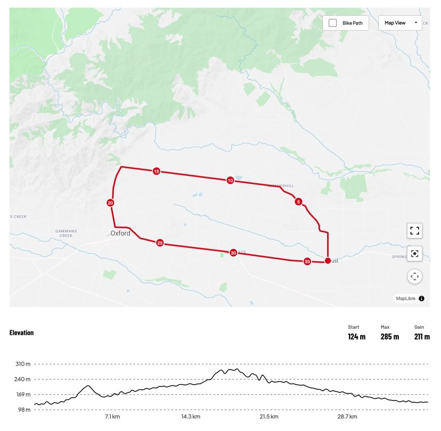 Existing course map for Morning road race; 2027 details to be confirmed