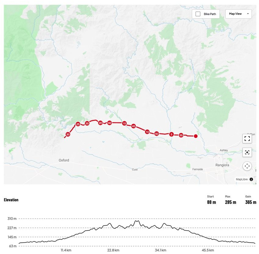 Existing course map for Afternoon road race; 2027 details to be confirmed