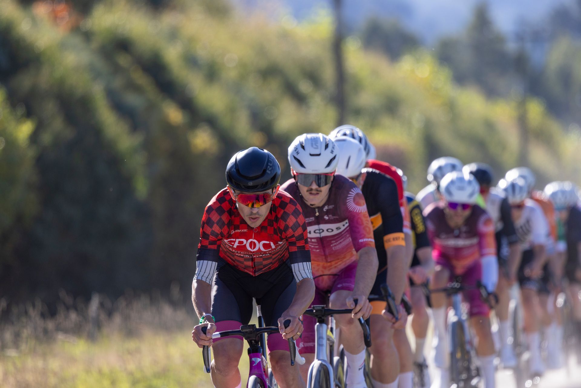 Riders racing together at the EPOCH Canterbury Tour